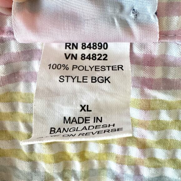 American Sweetheart Shirt Womens XL White Pastel Plaid Easter Seersucker Button - Picture 13 of 14